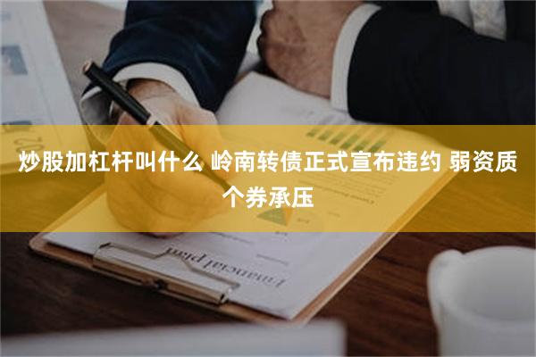 炒股加杠杆叫什么 岭南转债正式宣布违约 弱资质个券承压